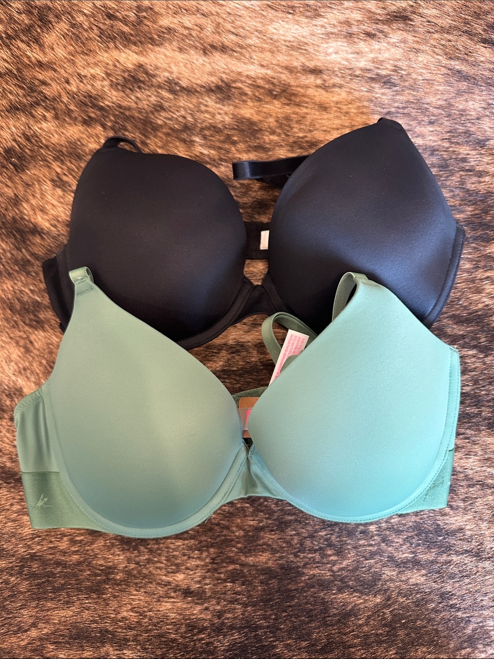 Two, Vs Pink Women's T-Shirt Bras - Black and Sage Green